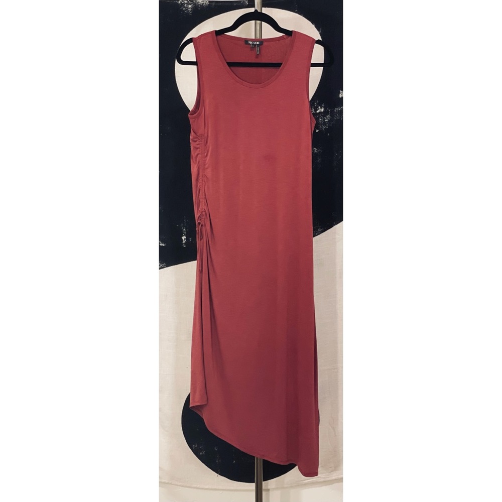 NIC+ZOE SMALL Maroon Size-Ruched Midi Dress